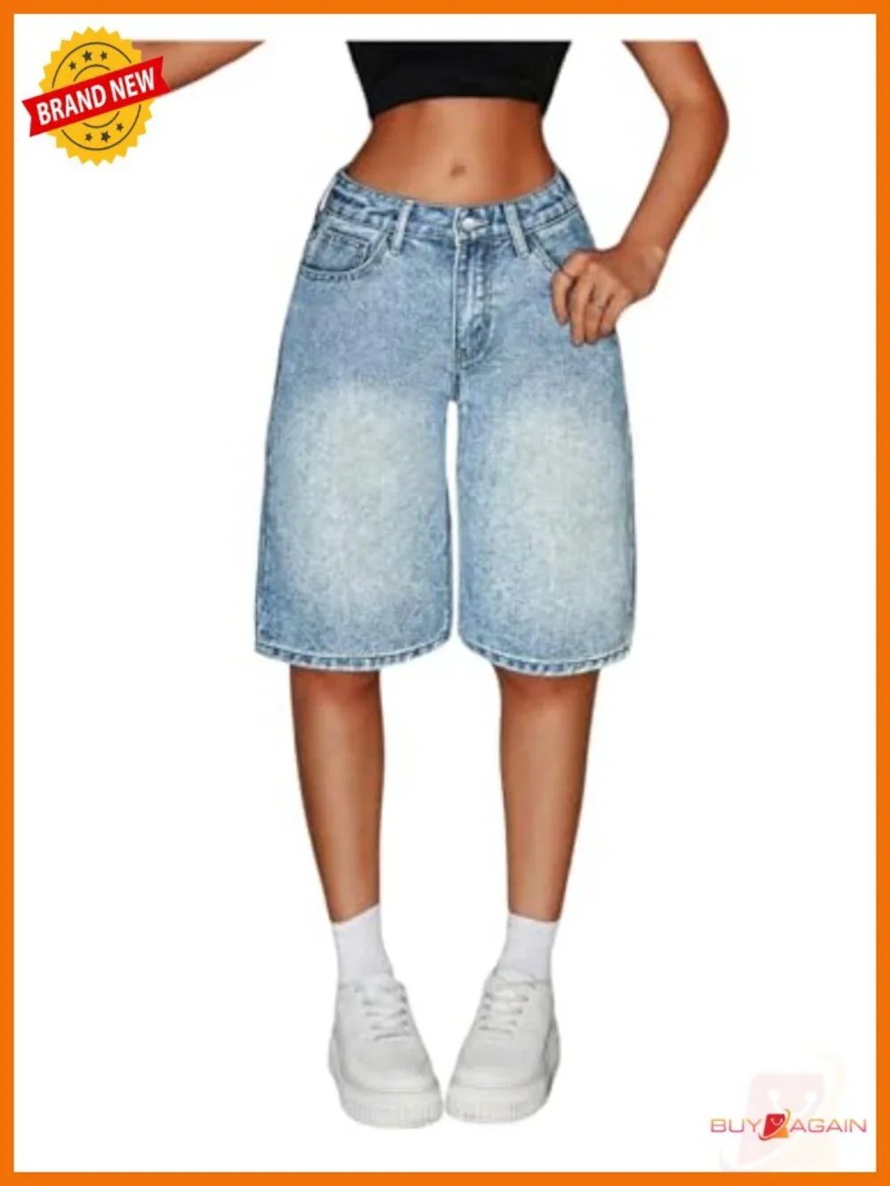 Baggy Y2k Wide Leg Denim Bermuda Shorts Jorts for Women